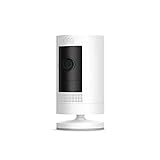 Ring Stick Up Cam Battery de Amazon, cámara de seguridad HD con comunicación bidireccional, compatible con Alexa | Incluye una prueba de 30 días gratis del plan Ring Protect | Color blanco
