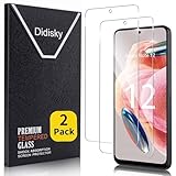 Didisky 2-Unidades Cristal Templado Protector de Pantalla para Xiaomi Redmi Note 12 4G, Note 12 5G, Antihuellas, Sin Burbujas, Fácil de Limpiar, 9H Dureza,Transparente